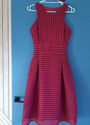 Платье с пышной юбкой миди за колена марсала бордо винного ягодного цвета1 фото