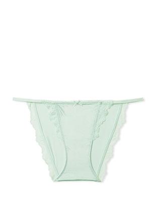 Гладкі блискучі міні-трусики-бікіні з мереживною обробкою. dream angels. victoria's secret. оригінал 🇺🇸