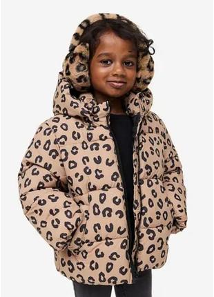 Куртка бежевая леопардовый принт h&amp;m 110/116, 122/128см3 фото