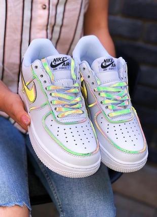 Кроссовки nike air force  white reflective рефлективные кросівки