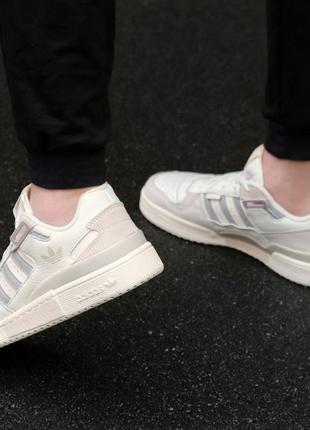 Мужские кожаные, бежевые с серым, стильные  кроссовки adidas forum beige. от 41 до 45 гг. 7611 кк4 фото