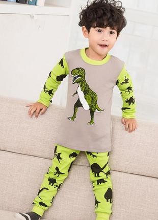 Пижама для мальчика, серая. динозавр рекс.