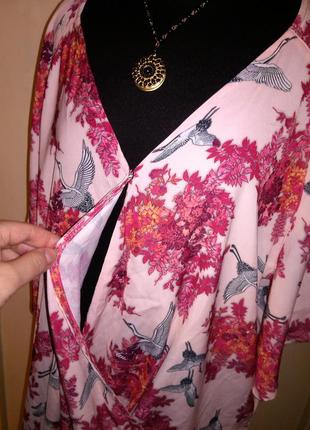 Роскошный,нюдовый,с аистами и цветами,боди-блузка-комбидресс на запах,большого размера7 фото