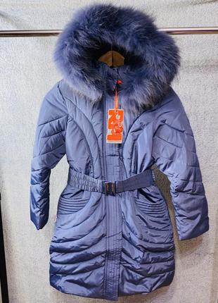 Зимове пальто з натуральним хутром на синтепухе2 фото