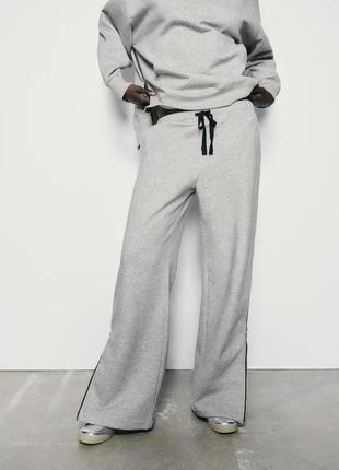 Сірі широкі спортивні штани палаццо джоггери кльош1 фото