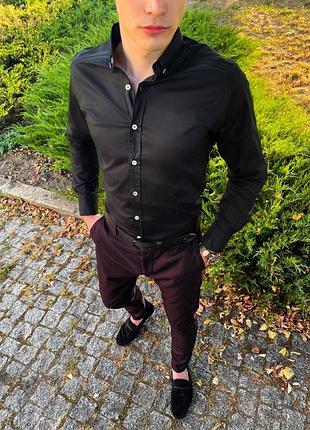 Рубашка "orel" чёрная, сорочка чоловіча