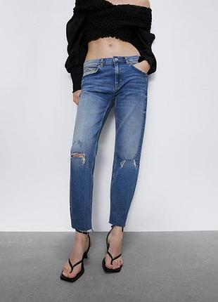 Жіночі джинси slim boyfriend zara / жіночі рвані джинси zara