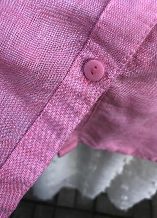 Розовая,лён блуза,рубашка с баской,этно бохо стиль,большой размер7 фото