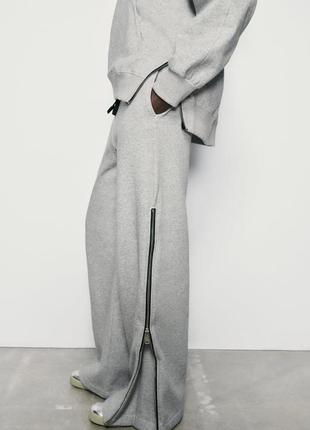 Сірі широкі спортивні штани палаццо джоггери кльош2 фото