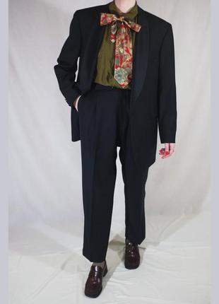 Шерстяний костюм смокінг scott & taylor (чорний класичний костюм з брюкамт)