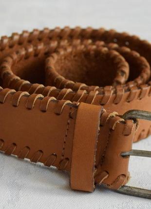 Шкіряний ремінь з плетінням коричневий ремінь 100% шкіра ремінь, пасок