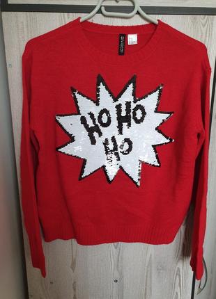 Кофта свитер с реверсивным рисунком в пайетки h&m2 фото