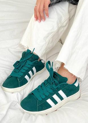 Женские кеды adidas campus green из натуральной замши5 фото