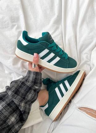 Женские кеды adidas campus green из натуральной замши1 фото