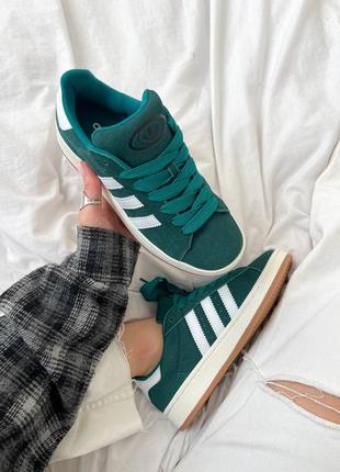 Женские кеды adidas campus green из натуральной замши3 фото