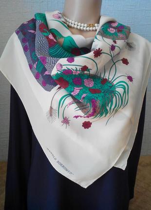 Винтажный шикарный шелковый подписной платок шов рауль от manolo borromeo италия4 фото