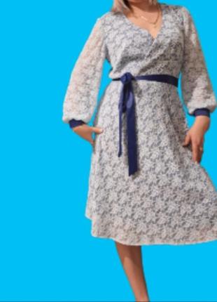 Сукня для пишної краси 50/54 атлас з мереживом4 фото