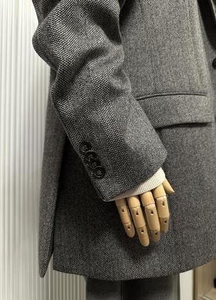 Шерстяне пальто-піджак оверсайз в ялинку.4 фото