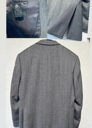Шерстяне пальто-піджак оверсайз в ялинку.10 фото