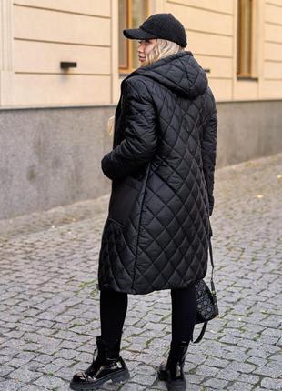 Жіноча куртка курточка стьобана пальто міді весна демісезон продовжена2 фото
