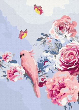 Картина за номерами "попугай в квітах"