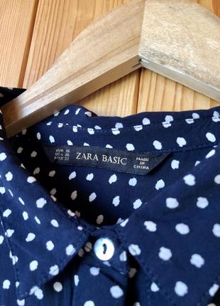 Zara рубашка в горошек из вискозы летняя базовая лёгкая2 фото