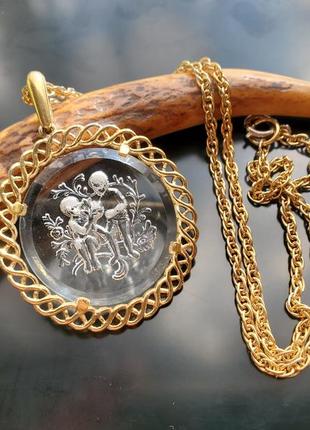 Trifari crown 👑 кольє з люцитовою інталією близнюки, 50-60ті