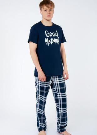 Бавовняна піжама чоловіча, легка піжама штани та футболка, хлопковая пижама мужская5 фото