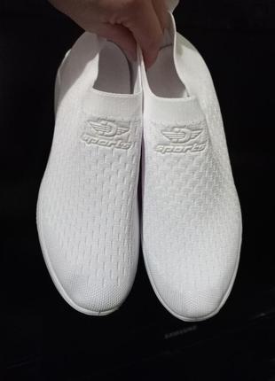 Мужские кроссовки носок стрейч на массивной подошве в белом цвете.3 фото