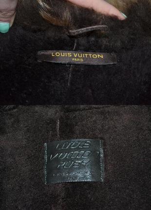 Коричневая натуральная дубленка мех енот louis vuitton10 фото