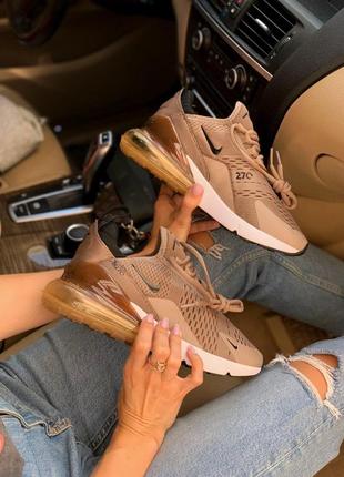 Nike air max 270 brown спортивные кроссовки найк коричневый цвет (36-41)💜3 фото