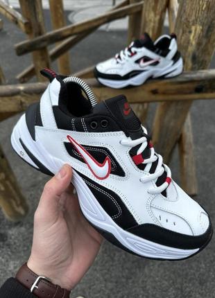 Кроссовки зимние с флисом staple nike m2k monarch (white & red)