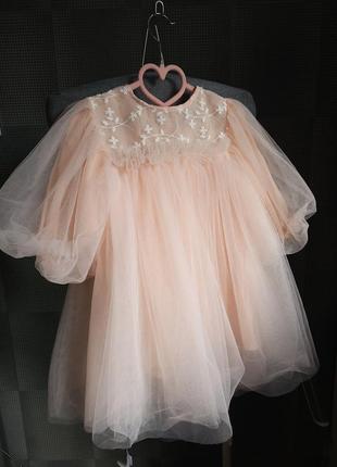 Детское пышное платье бохо розовое для девочки праздничное красивое на 2 3 4 года 5 6 лет 92 98 104 110 116 122 в день рождения нарядное платье