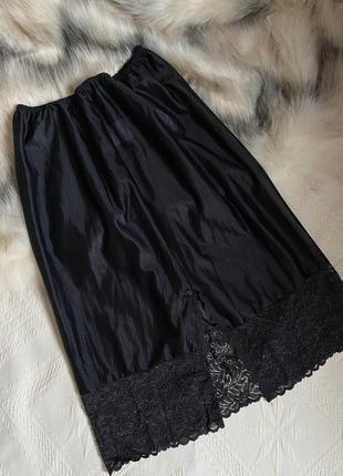 Подюбник черный нижняя юбка черная с ажурным низом - s m l