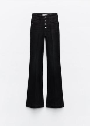 Ідеальні чорні джинси кльош zara з ґудзиками2 фото