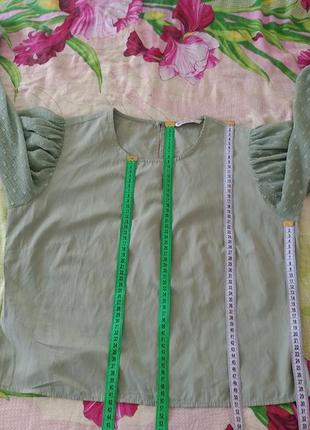 Оливкавого-фисташкового цвета с обьемными рукавами блуза-блузка-блузочка3 фото