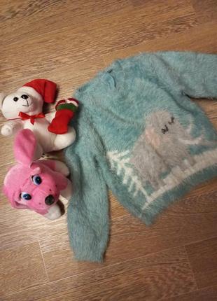 Пухнастий светр травка для дівчинки 3 роки2 фото