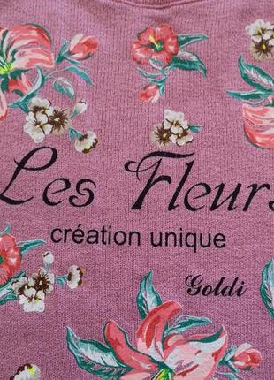Кофта с надписью " les fleurs " , рукав реглан3 фото