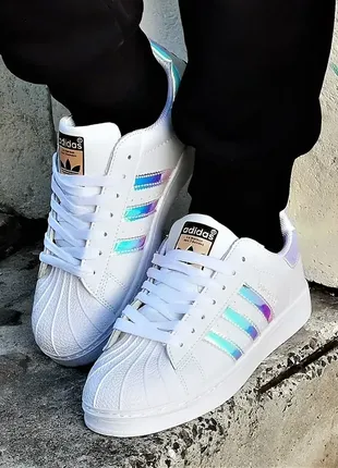Кросівки білі адідас суперстарш шкіряні