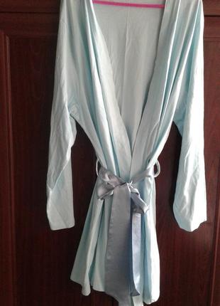 Хлопковый женский  халат бирюзового цвета sorbet индия супер батал нюанс3 фото