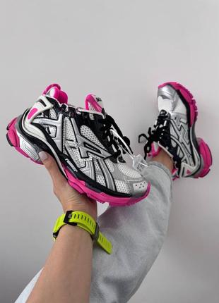 Balenciaga  runner trainer black / pink / silver premium4 фото