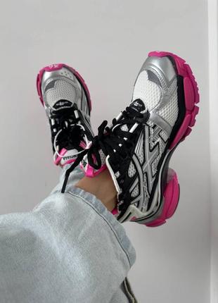 Balenciaga  runner trainer black / pink / silver premium3 фото