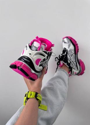 Balenciaga  runner trainer black / pink / silver premium7 фото