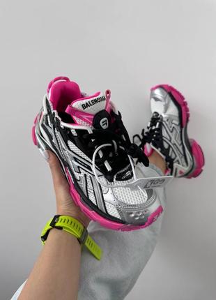 Balenciaga  runner trainer black / pink / silver premium8 фото