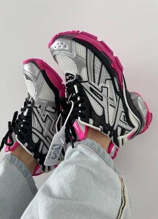 Balenciaga  runner trainer black / pink / silver premium6 фото