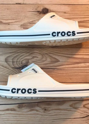 Крокс баябенд білі слайд шльопанці crocs bayaband slide white/navy8 фото