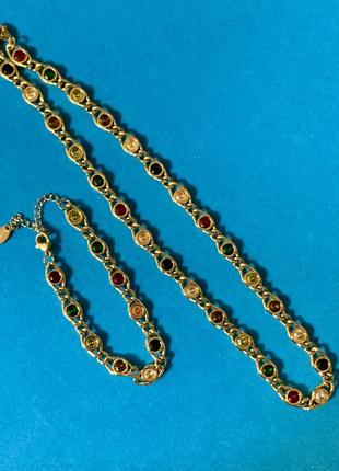 Чокер/ожерельє+браслет з різнокольоровими цирконами1 фото