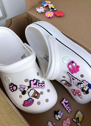 Женские кроксы на платформе crocs crocband platform clog light grey/rose серые