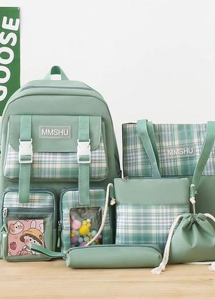Набір шкільний рюкзак, шопер, пенал, сумочка, мішечок 5в1 mmshu для дівчинки 5-11 клас2 фото
