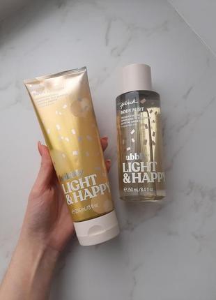 Оригинал! набор victoria's secret лосьон + спрей мист light happy bubbly pink